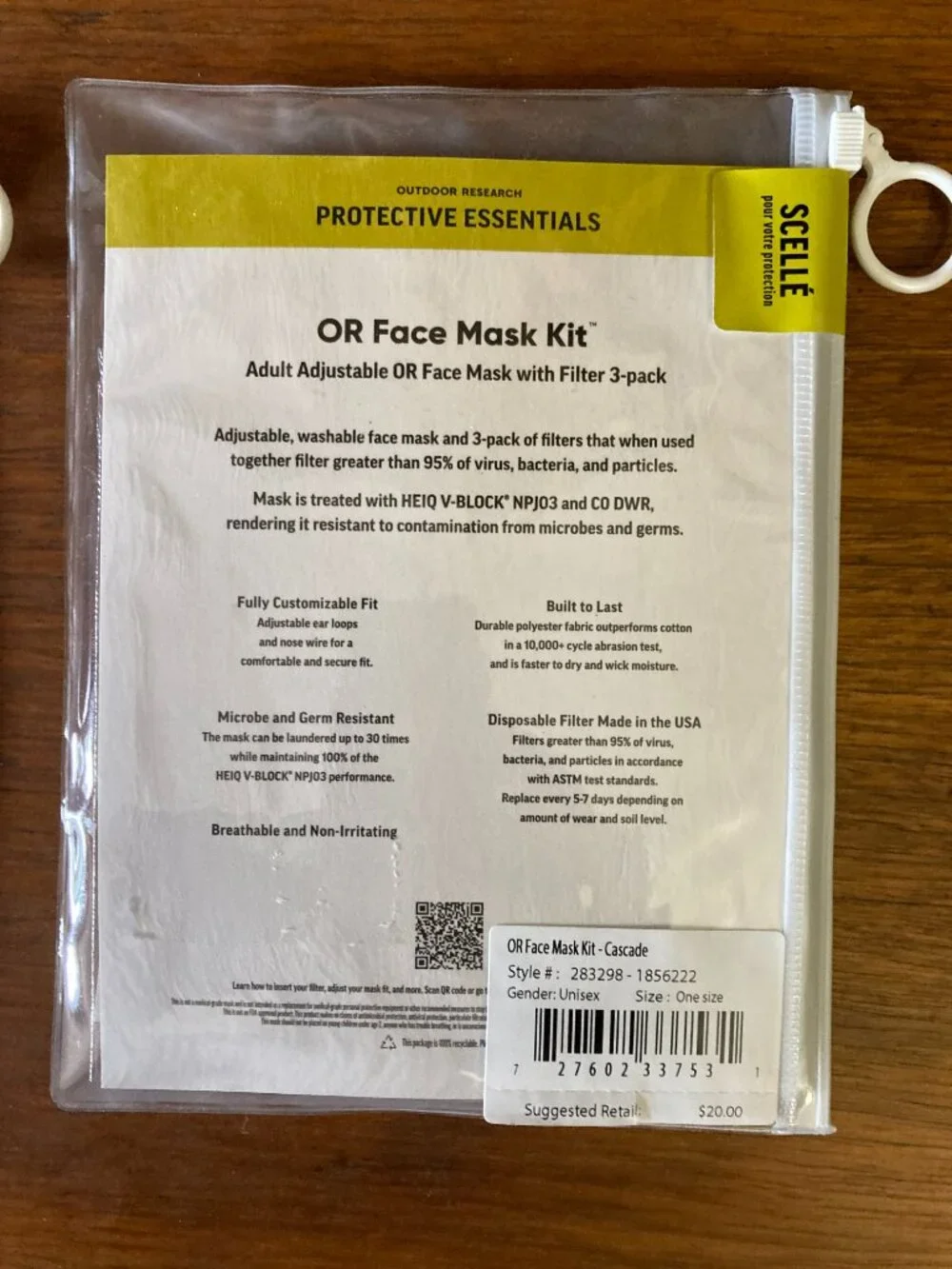 NWT OR Outdoor Research Essential Face Mask Kit Grey Blue 3-pack Filter Washable